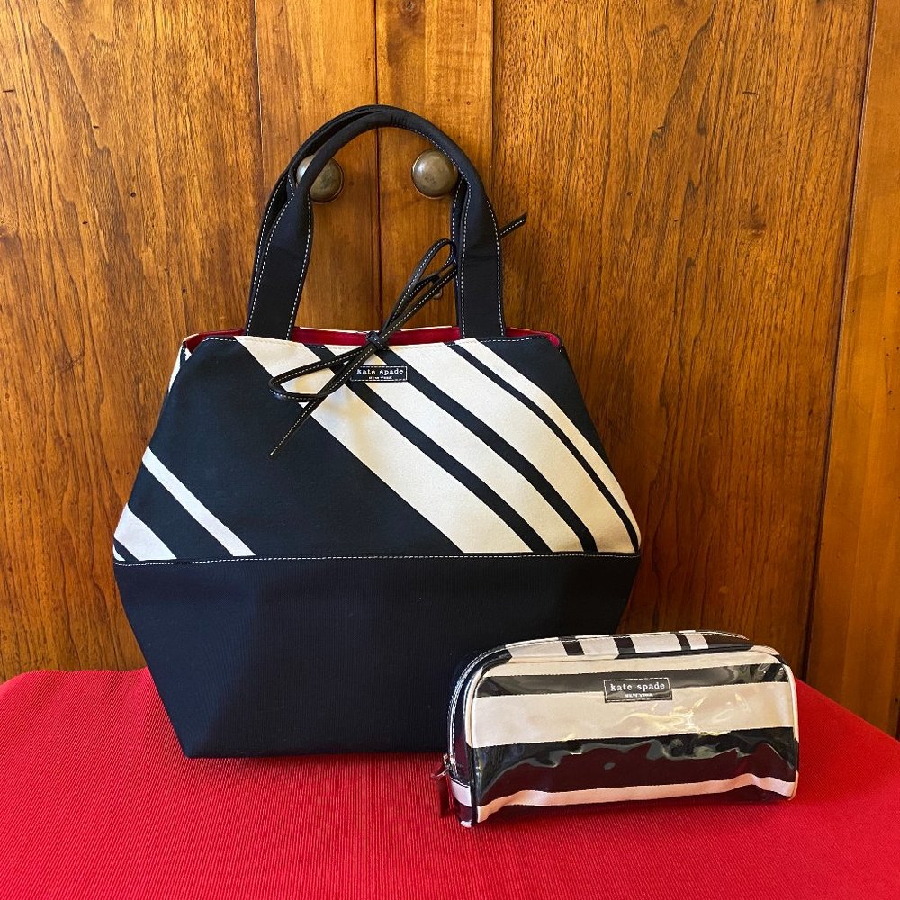 Kate Spade Monaco bucket tote and cosmetic pouch.